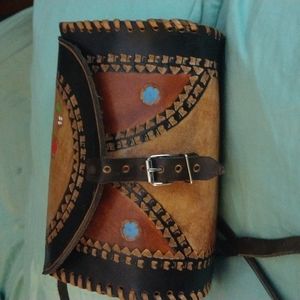 Vintage Mexican Hand- Tooled Leather Purse